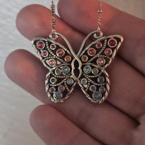 Brighton Halo Gems Monarch Butterfly Multicolor Necklace - Picture 4 of 6